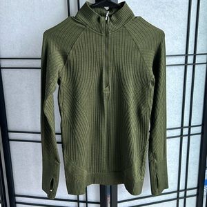 NWOT Lululemon Olive Green Ribbed 3/4 zip Pullover